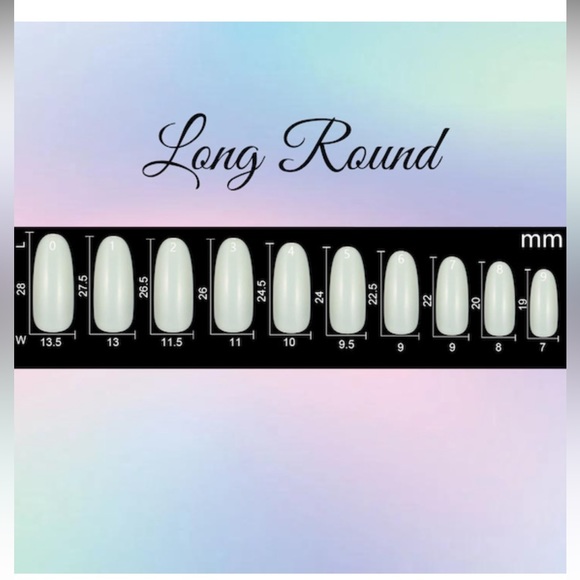 Holo Hearts on Nude with Blue Aurora- press on nail set-Size 0-8, Long Round - Picture 5 of 5